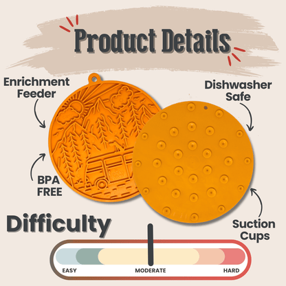 Orange Farm To Pet dog lick mat with suction cups for easy attachment and engaging pet treat dispensing.