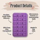 Farm To Pet pet treat molds, flexible silicone mold for making custom-shaped dog treats with detailed animal designs.
