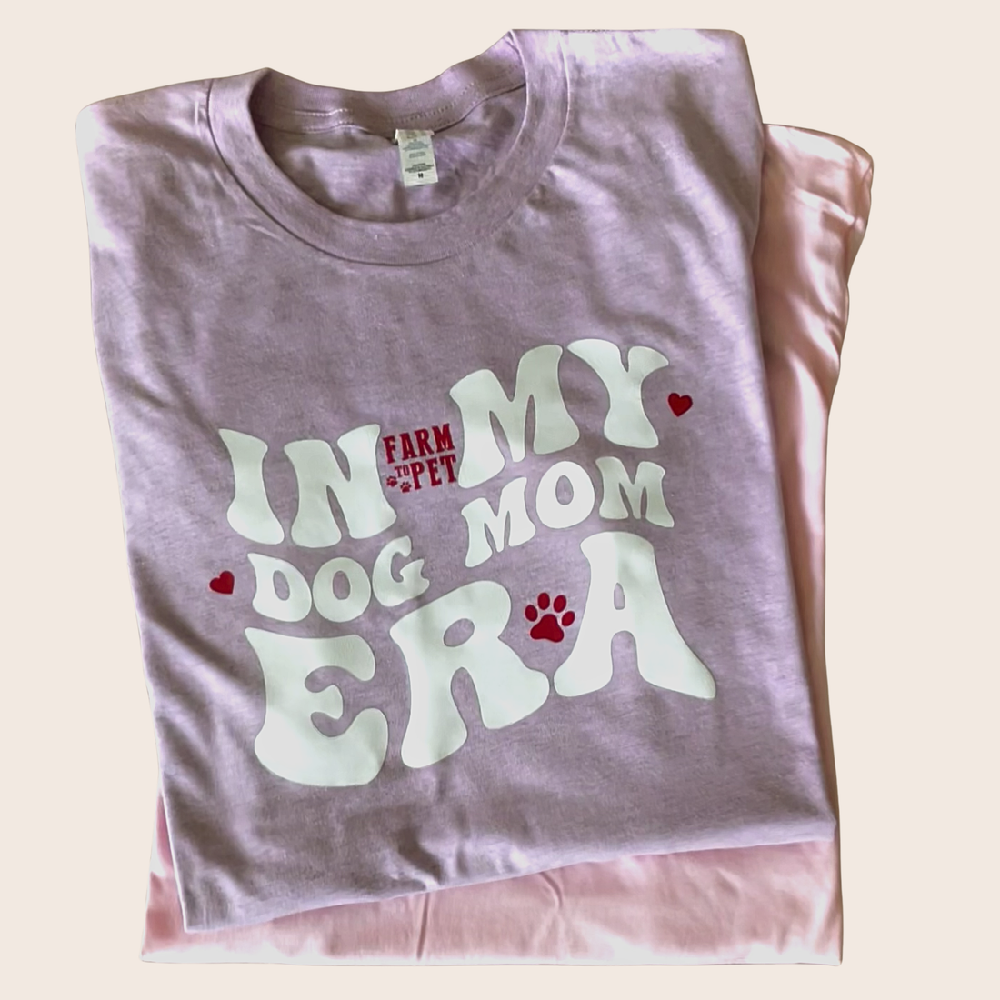 Purple "Dog Mom Era" T-shirt by Farm To Pet featuring a casual fit and dog-themed design, perfect for dog moms.