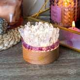 Quartz and tourmaline night light from Conscious Items, featuring a blooming tranquility lamp with vibrant crystal details.