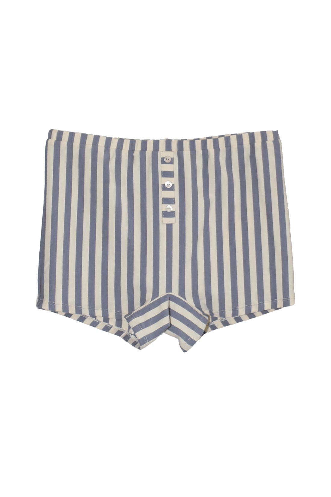 Findmenowthelabel Jaci Shorts in Seaside Stripe, dusty blue bottoms with a relaxed fit and stylish pattern.
