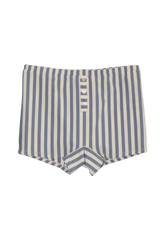 Findmenowthelabel Jaci Shorts in Seaside Stripe, dusty blue bottoms with a relaxed fit and stylish pattern.
