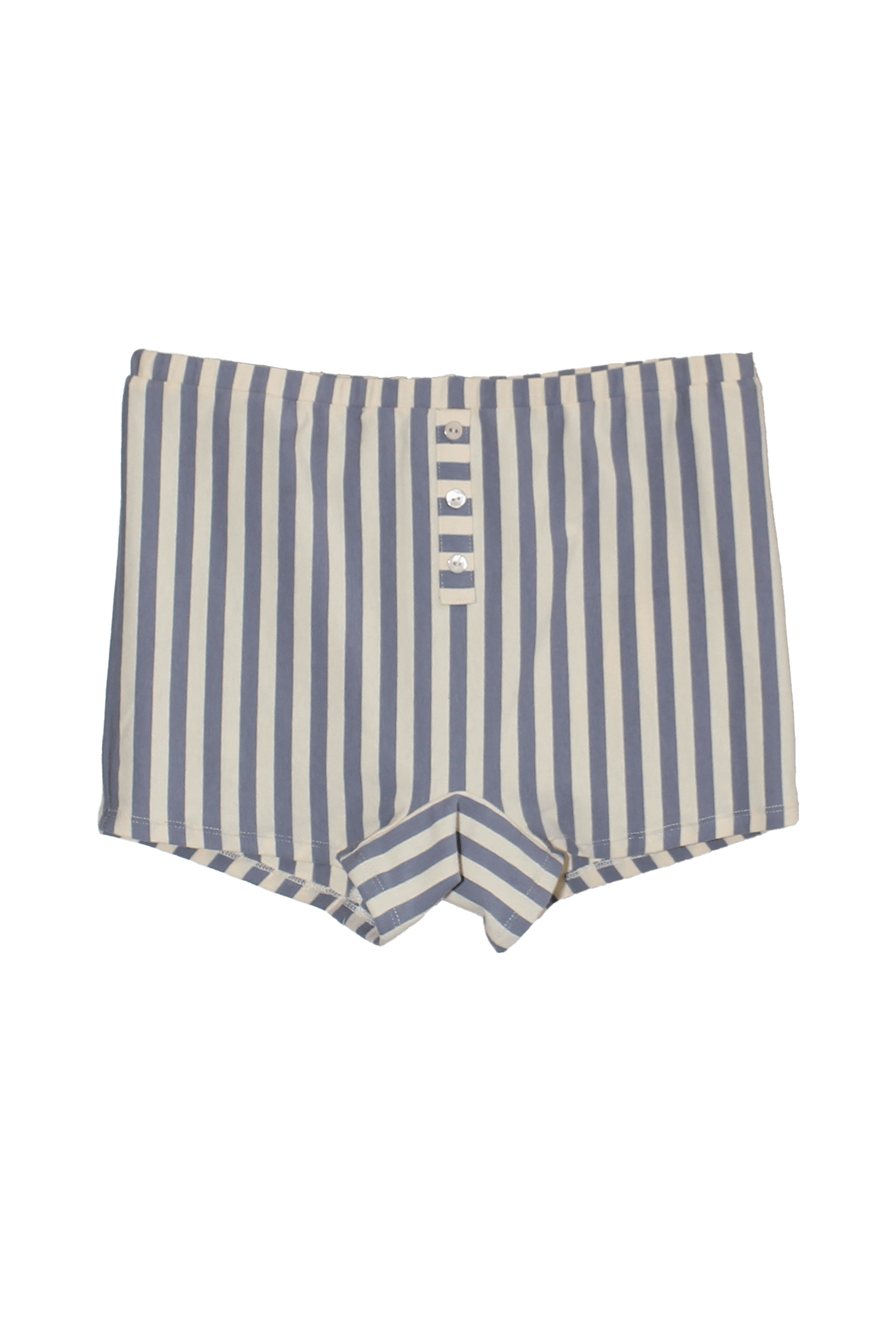 Findmenowthelabel Jaci Shorts in Seaside Stripe, dusty blue bottoms with a relaxed fit and stylish pattern.