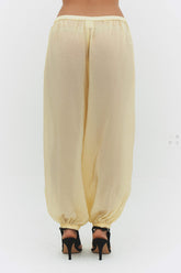 FindmeNowTheLabel ZORA voile pant in butter, lightweight flowy pants with a relaxed fit and soft fabric, shown in a natural pose.