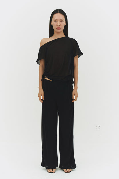 Black BRISA top by findmenowthelabel, showcasing a stylish sleeveless design with a fitted silhouette and minimal detailing.