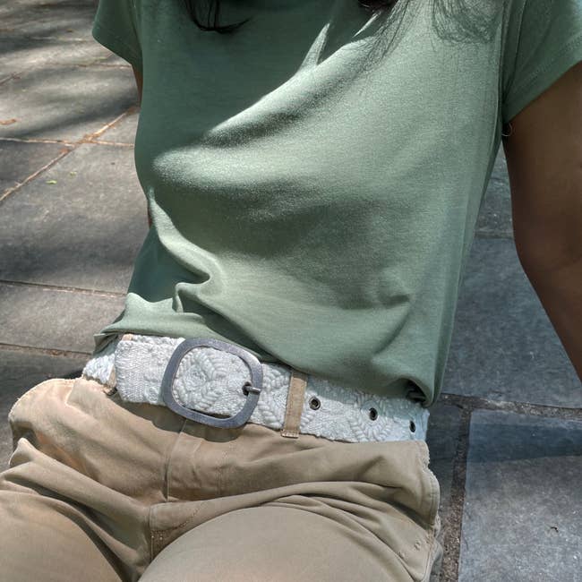 Wandering Clouds embroidered wool belt from Fitkitty Culture Accessories, featuring colorful cloud embroidery and durable wool material.