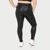Metallic cheetah print active leggings by Fitkitty Culture featuring a sleek, shiny animal print design for workout and yoga wear