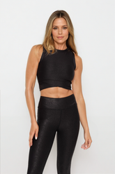 Luxe Edge leather-look crossover crop top from Fitkitty Culture, stylish women&