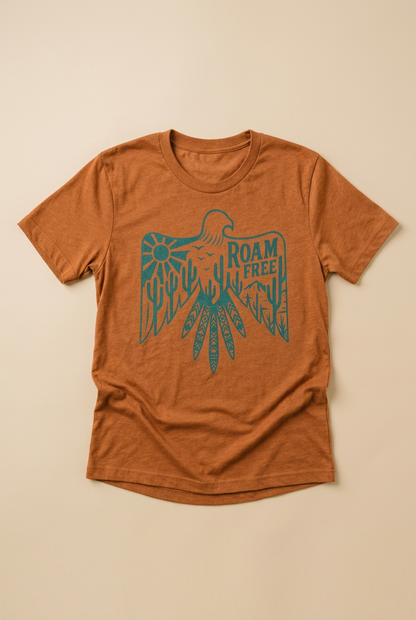 White Roam Free Boho Western-style tee from Fitkitty Culture, casual women&