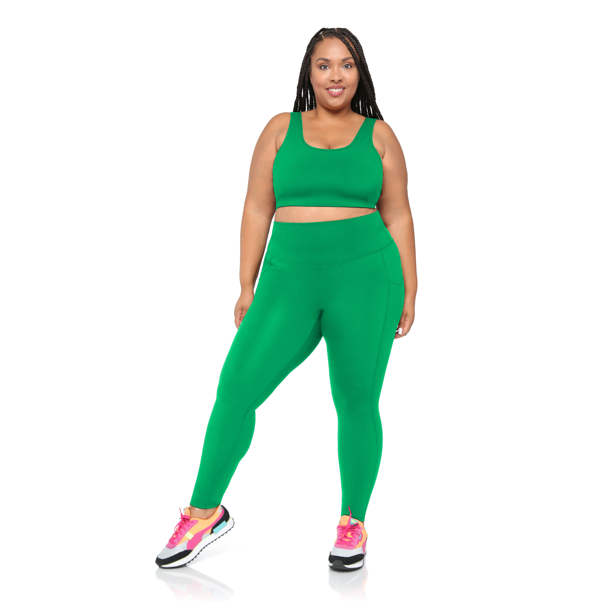 Black BodyLove high-rise leggings by Fitkitty Culture, shown on a model, featuring sleek fit and comfortable waistband.
