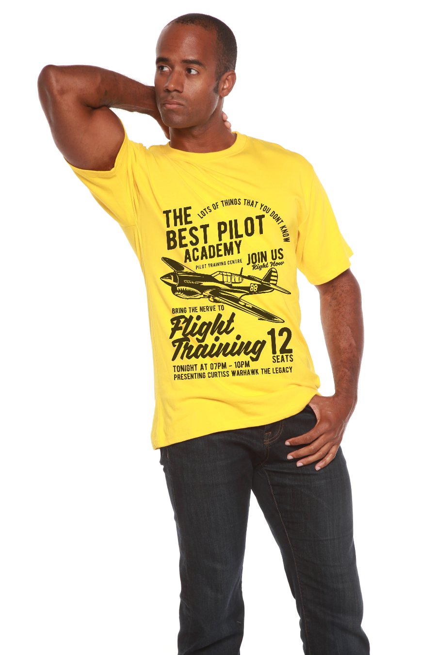 Men’s Spun Bamboo Flight Training graphic T-shirt made from bamboo viscose and organic cotton, featuring a printed design.