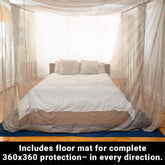 Shield Your Body SYB Faraday Bed Canopy with floor mats, designed to block electromagnetic fields and enhance bedroom privacy.