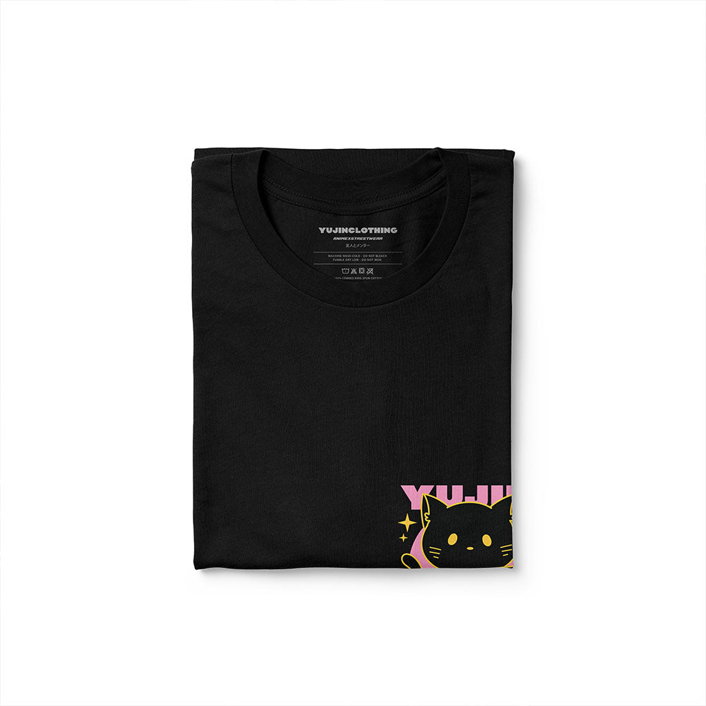 Yūjin Clothing Neo Cat T-Shirt featuring a stylish cat graphic on a comfortable casual T-shirt.