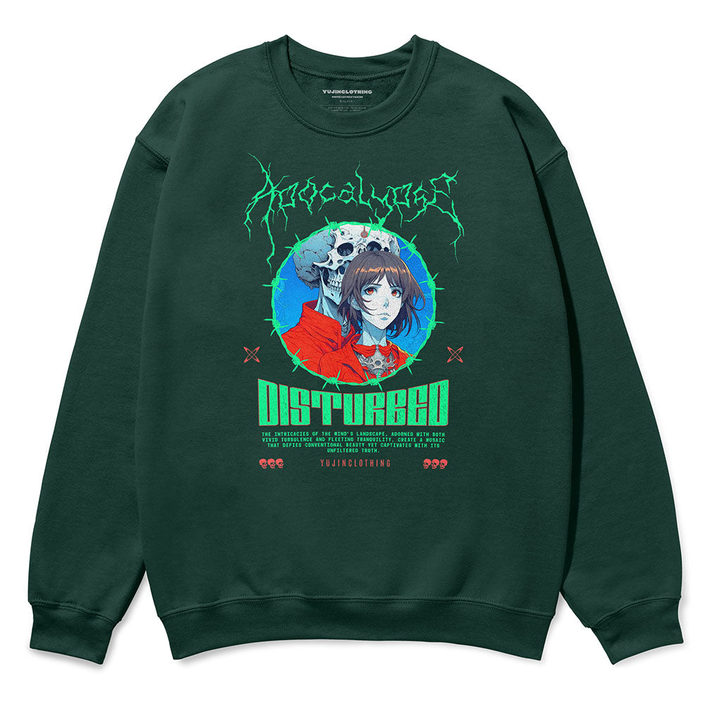 Yūjin Clothing Apocalypse sweatshirt featuring a dark, graphic design with a comfortable fit and casual style.