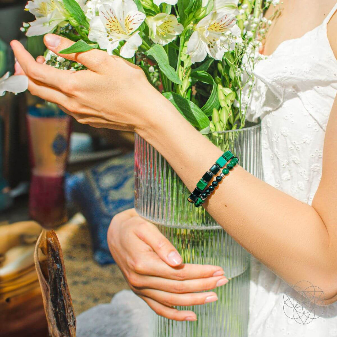 Conscious Items jewelry set featuring bracelets called Fortress of Heart &amp; Mind for mental healing and emotional well-being.