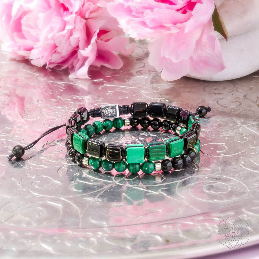 Jewelry set featuring bracelets with heart and mind motifs for mental healing, by Conscious Items in a natural, stylish design.