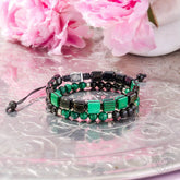 Jewelry set featuring bracelets with heart and mind motifs for mental healing, by Conscious Items in a natural, stylish design.