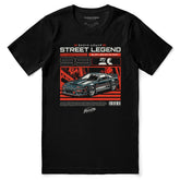 Yūjin Clothing Drive Fast Car T-Shirt featuring a vibrant car graphic on a casual black cotton tee.