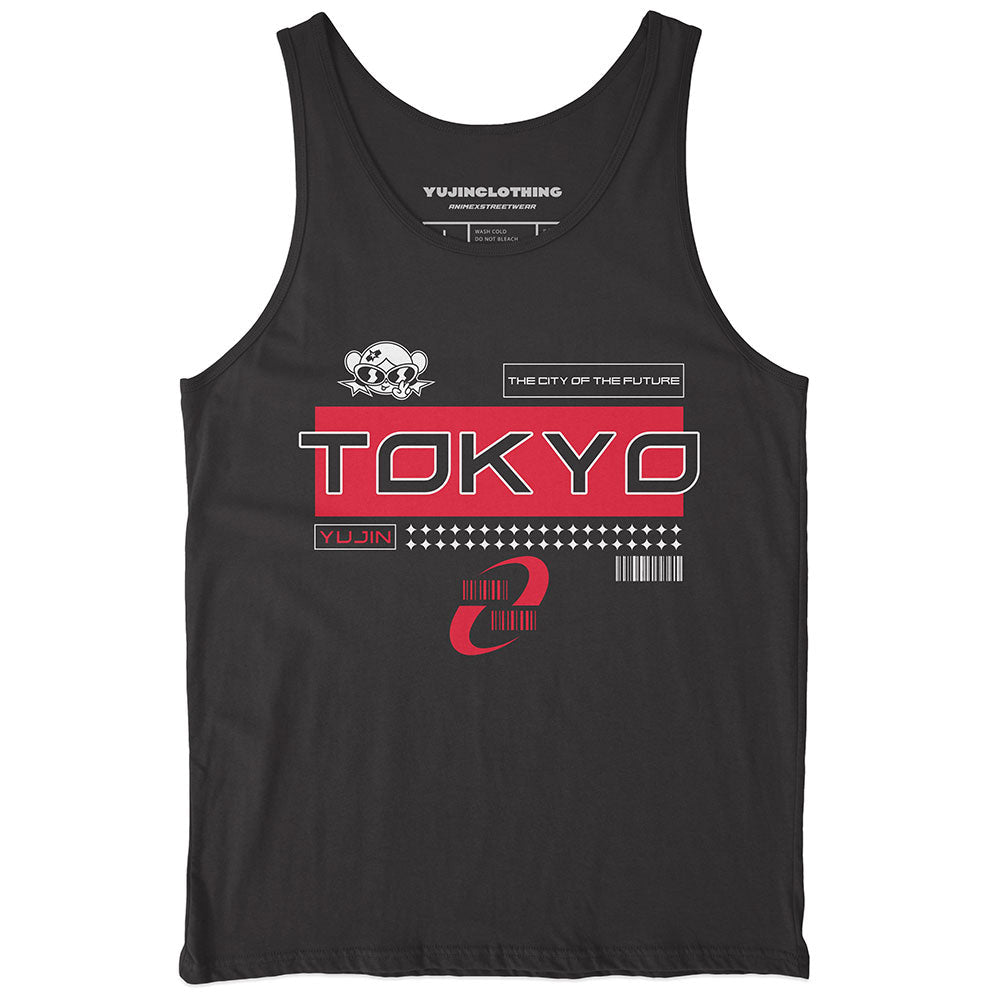 Modern Tokyo Tank Top by Yūjin Clothing, lightweight sleeveless top with stylish urban design and comfortable fit.