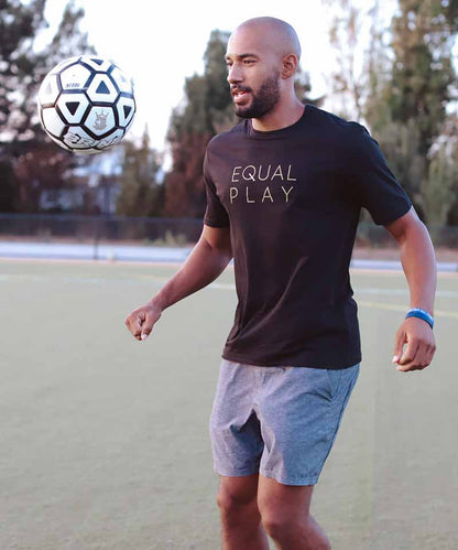 Men wearing Goal Five Equal Play men&