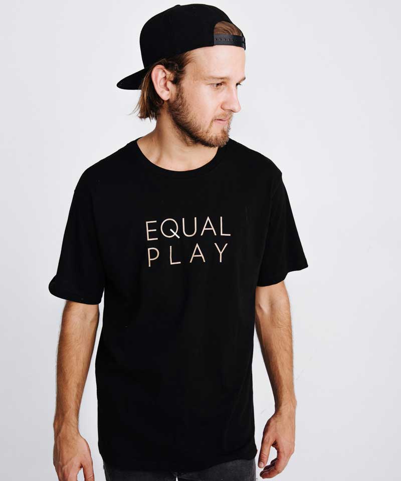 Men wearing Goal Five Equal Play men&