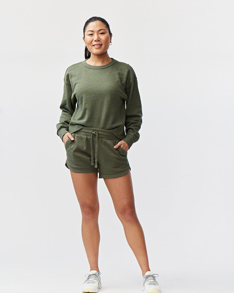 Goal Five Freasy Short in dark moss color, casual lifestyle shorts with a comfortable fit and stylish design.