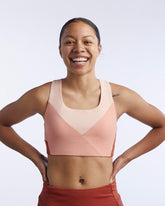 Goal Five Pionxr Training Bra Top in rose cinnabar color, showing a fitted, stretchy athletic top designed for active wear.