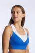 Goal Five Pionxr training bra top in azure carbon opal with a sleek, supportive design suitable for active wear.