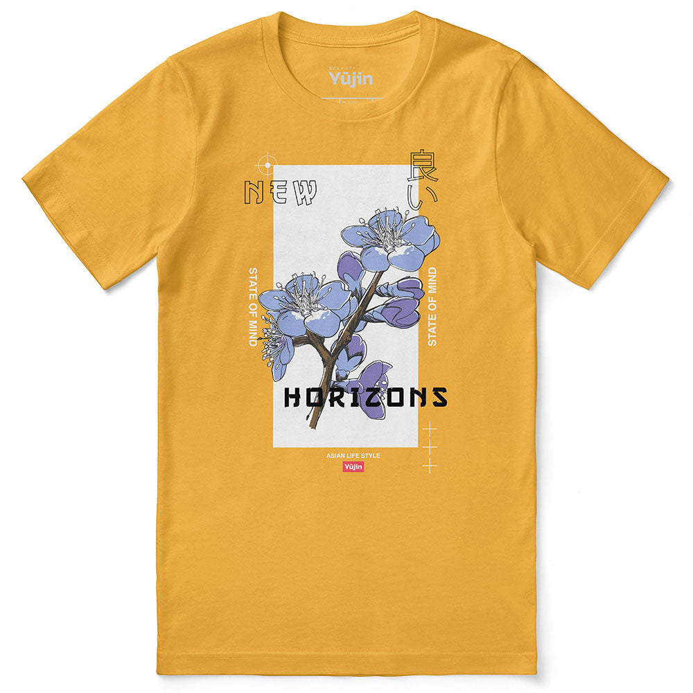 Yūjin Clothing Horizons T-Shirt featuring a stylish design with a comfortable fit and casual look, perfect for everyday wear.