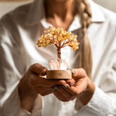 Golden Lamp of Wealth night light featuring a Citrine Tree design by Conscious Items, illuminated with warm golden glow.