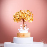 Golden Lamp of Wealth Citrine Tree night light featuring a golden base and glowing citrine gemstone details.