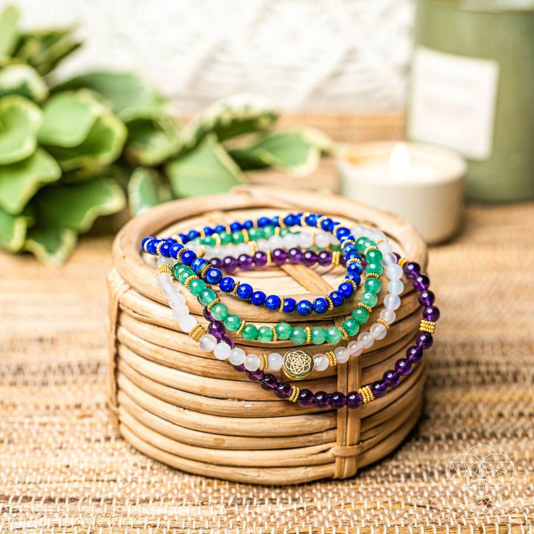 Set of four jewelry bracelets from Conscious Items featuring luck and success charms in a stylish jewelry set.
