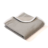 Grey Shield Your Body baby blanket with white polka dots, soft and cozy for infants and toddlers.
