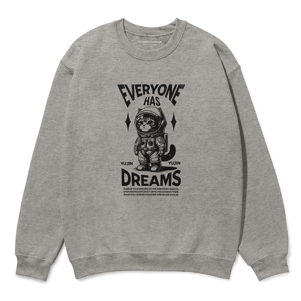 Yūjin Clothing Dream Big Cat sweatshirt featuring a cozy fabric and a playful cat graphic on the front.