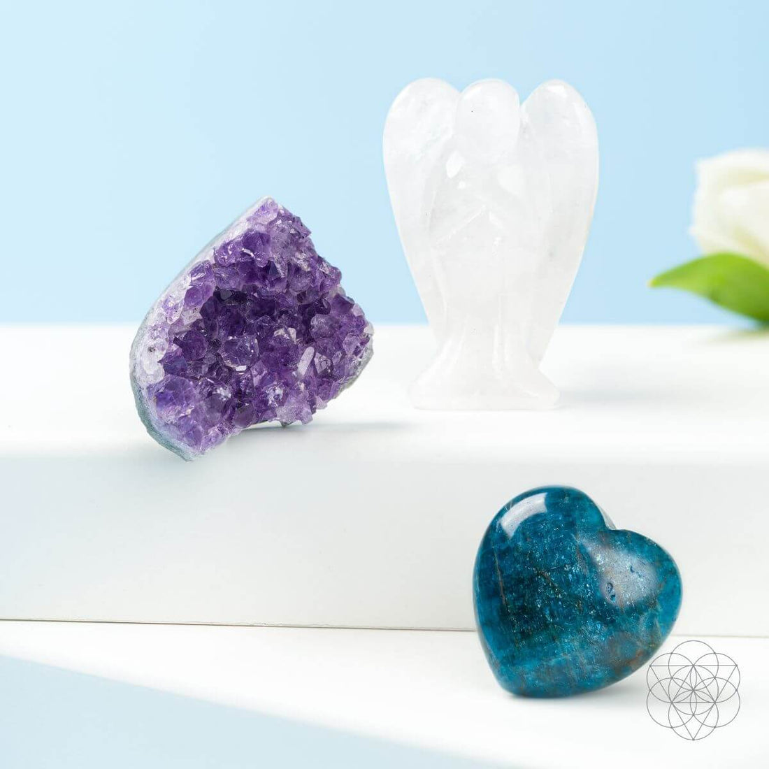 Set of Guardian Angel Car Crystals of Protection by Conscious Items, featuring clear and colorful protective crystal stones for vehicles.