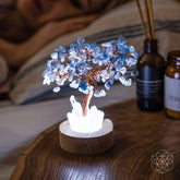 Aquamarine Tree Guardian Angel Night Light by Conscious Items, decorative lamp of protection and spiritual healing.