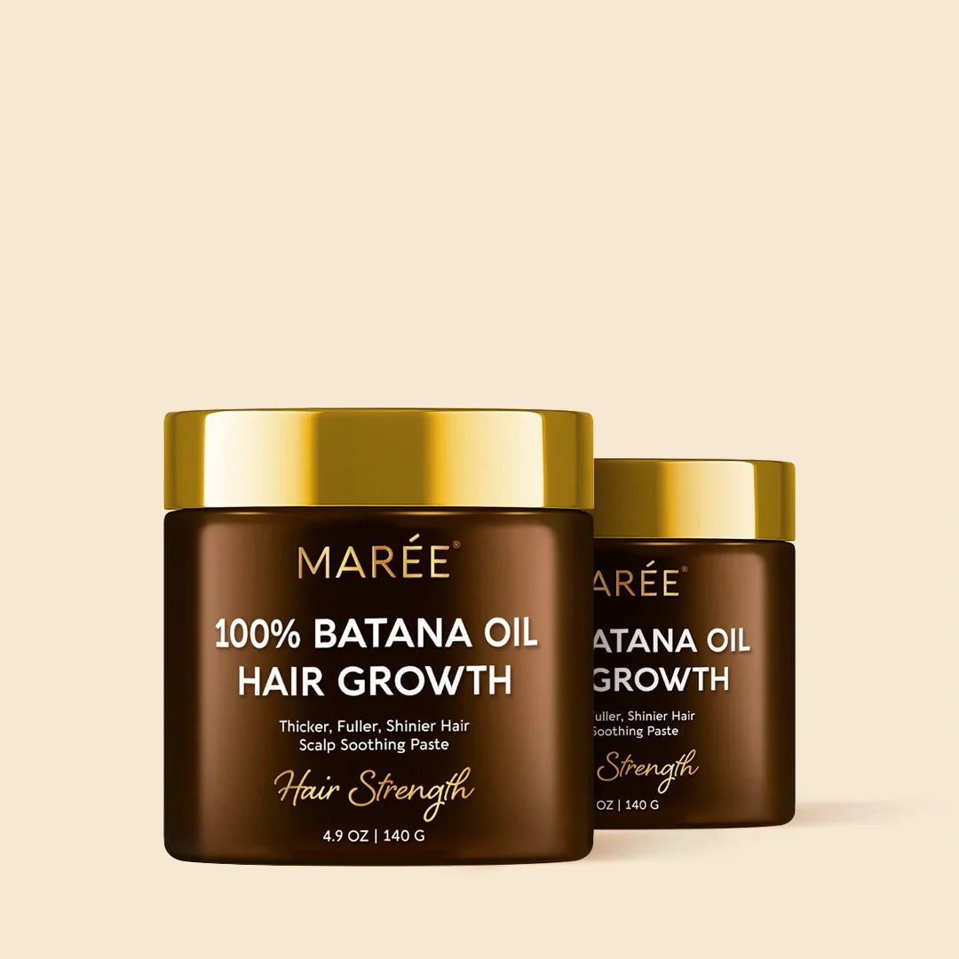 Maree Pure Batana Hair Growth Paste in a jar, showing the herbal paste with natural ingredients for hair care.