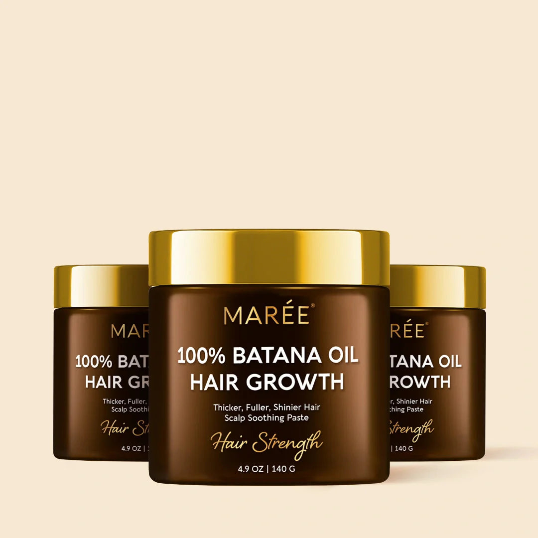 Maree Pure Batana Hair Growth Paste in a jar, showing the natural herbal paste for promoting hair growth and healthy scalp.