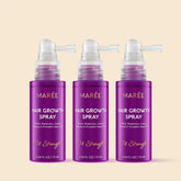 Maree 4-in-1 Hair Growth Spray bottle with spray nozzle, designed to promote hair growth and strengthen hair strands.