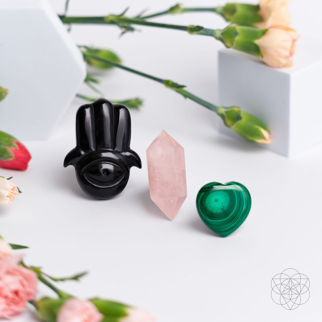 Hamsa Hand of Safe Travels aromatherapy crystal car kit by Conscious Items, featuring a crystal set with Hamsa charm for protection.