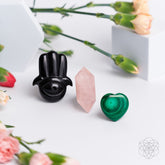 Hamsa Hand of Safe Travels aromatherapy crystal car kit by Conscious Items, featuring a crystal set with Hamsa charm for protection.