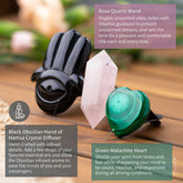 Crystal set featuring a Hamsa hand for safe travels, with aromatherapy crystals in a Conscious Items car kit.
