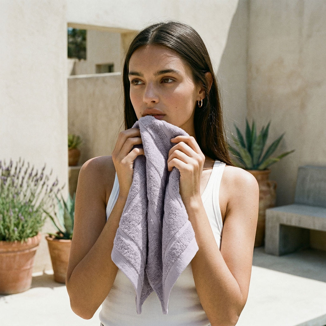 Italic Capri Australian Cotton bath hand towel displayed with soft texture and elegant design, perfect for home use.