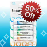 Healthova BoomBoom Nasal Stick with vapor flow technology, mint, wintermint, and tropical scents for a cool, refreshing mood boost.
