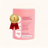Healthova URO Vaginal Probiotics for Women, 60 count, showing the supplement bottle with probiotics and prebiotics for vaginal health.