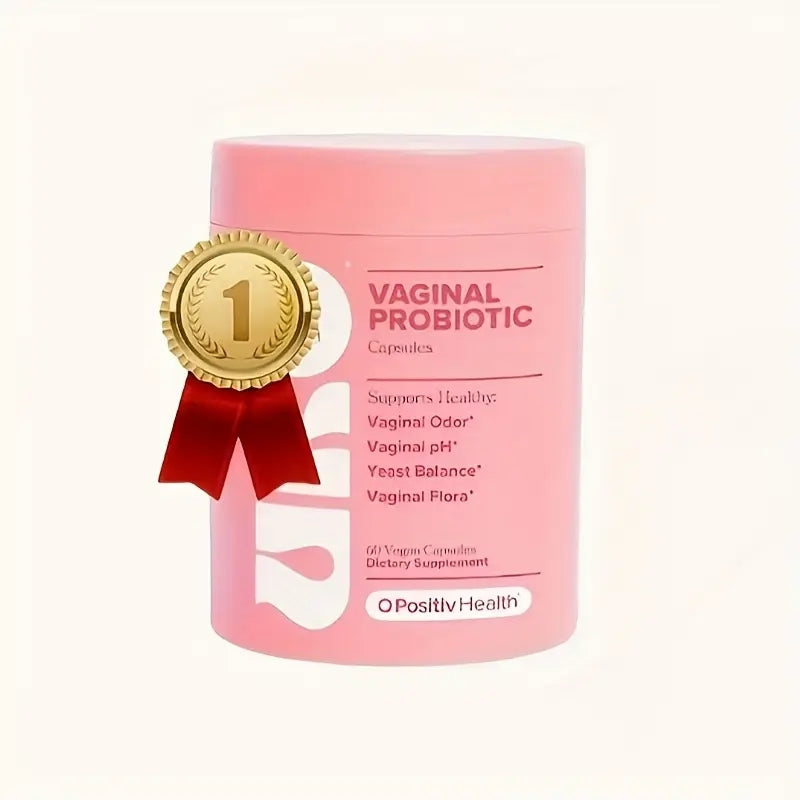 Healthova URO Vaginal Probiotics for Women, 60-count bottle showing capsules and label promoting vaginal health and pH balance.