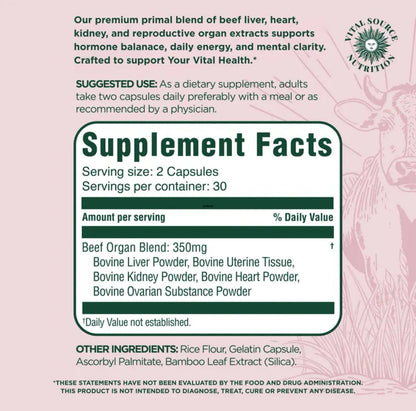 Vital Source Nutrition-BiFi Primal Health Blend capsules by Healthova, showing the supplement bottle with label details.