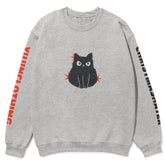 Yūjin Clothing Christmas Hater Cat sweatshirt featuring a festive design with a grumpy cat illustration on cozy fabric.