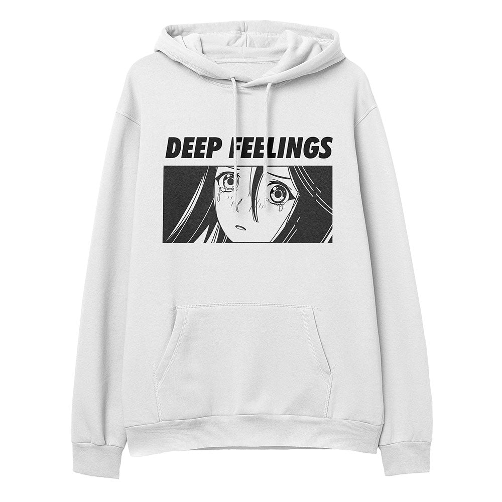 Yūjin Clothing Deep Feelings hoodie showing a cozy, stylish hoodie with a graphic design, perfect for casual wear.
