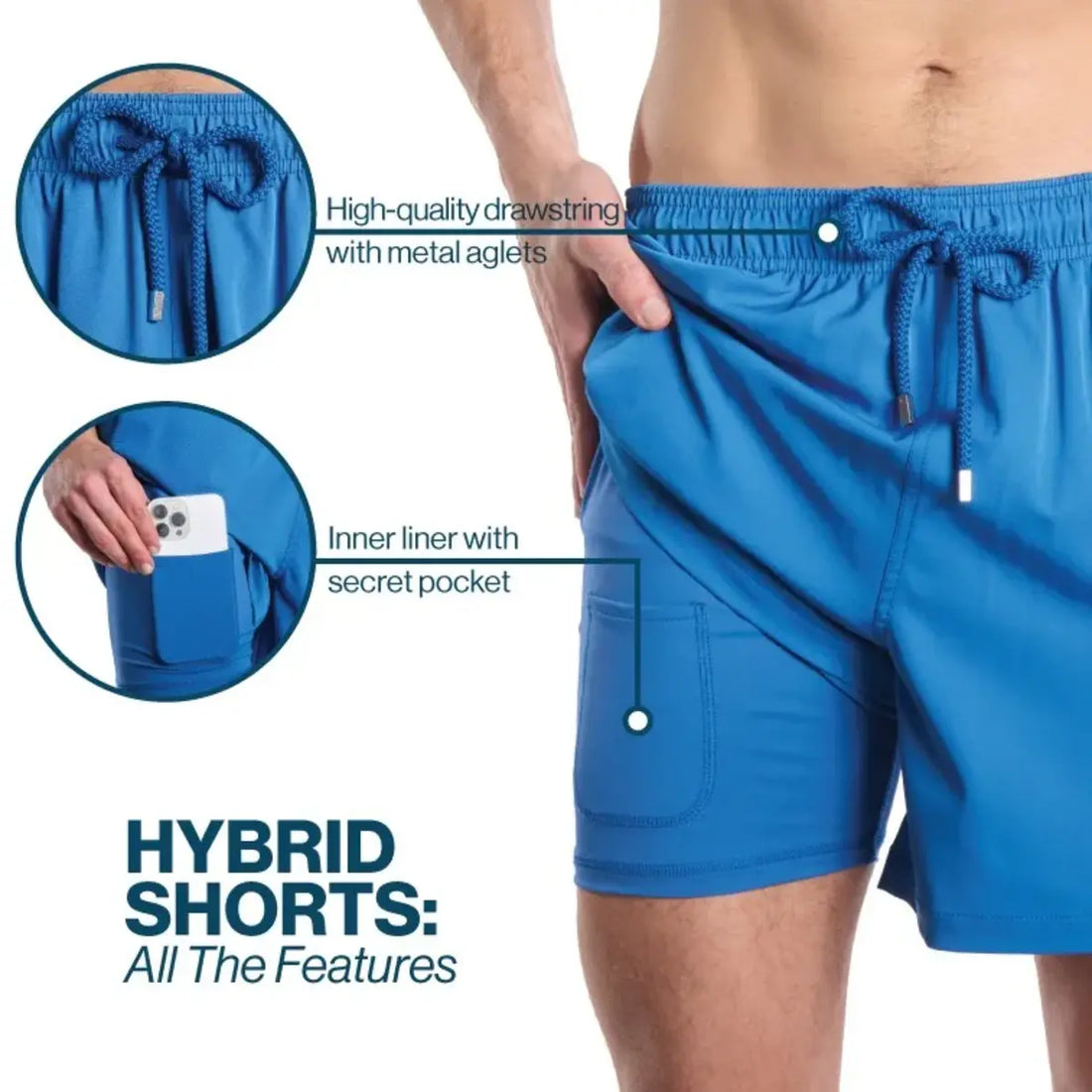 Men’s Premium Compression-Lined Hybrid Shorts – Deco Maze - Surf and Storm